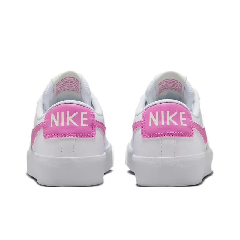 Nike Blazer Anti Slip Wear Resistant Low Top Kids' Skateboarding Shoes White Pink Teenagers-4
