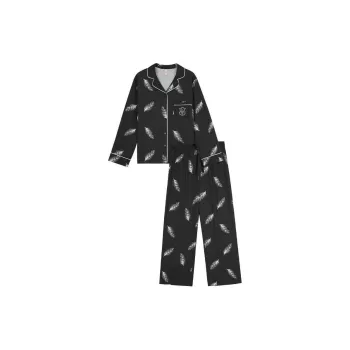 Victoria's Secret Pajama Set Women's Black Feather