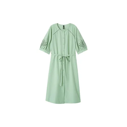 OUNIXUE Short-Sleeved Dresses Women's Green