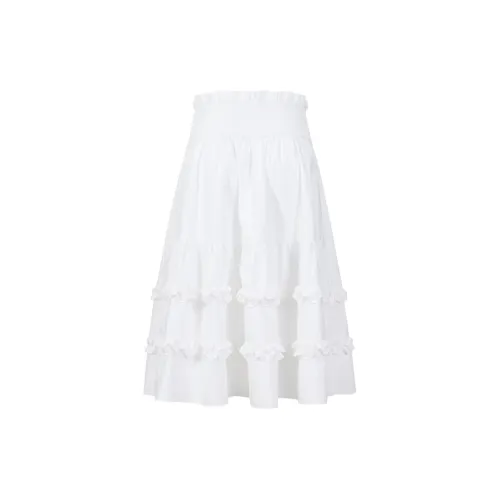 Three Quarters Casual Long Skirts Women's White