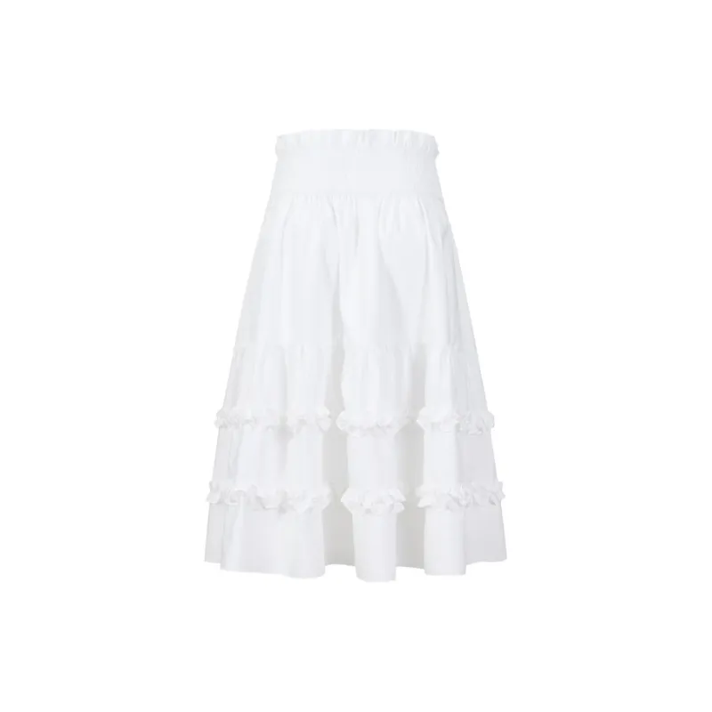 Three Quarters Casual Long Skirt Women's White-0