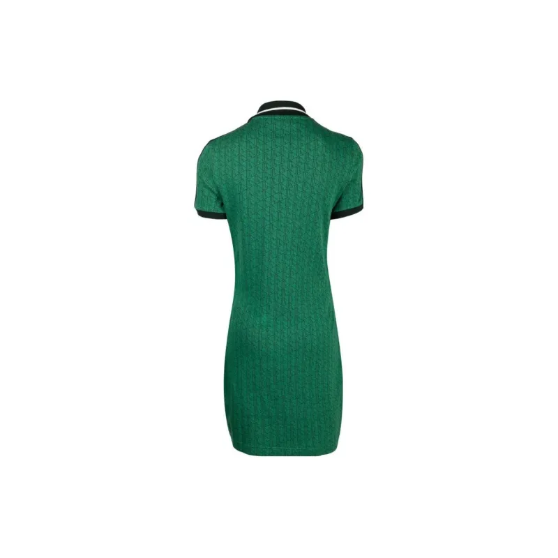 LACOSTE Monogram-jacquard Stretch-cotton Polo Dress-1