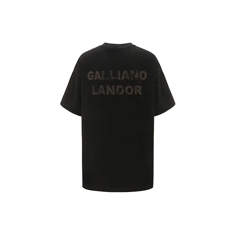 GALLIANO LANDOR FW21 Straight Elbow Length Sleeved T Shirt Unisex Black-1