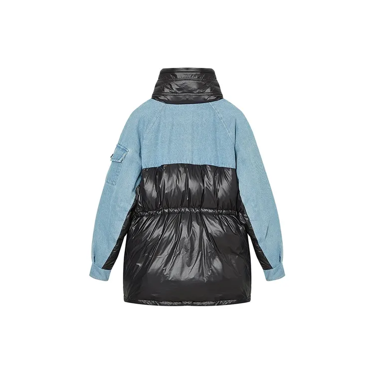 DKNY FW22 Lapel Thickened Mid Length Down Jacket Women's Black & Multicolor-1