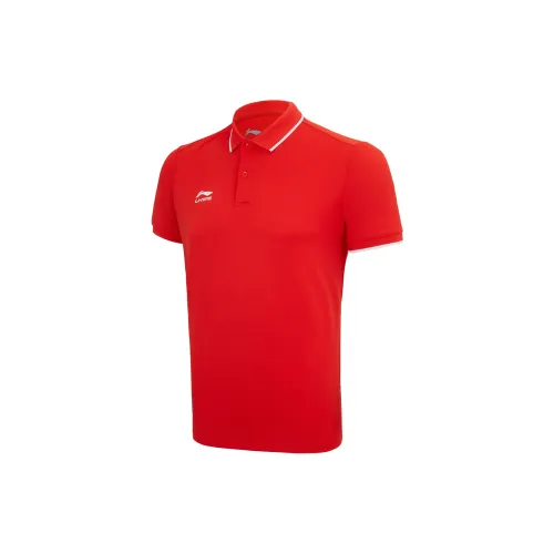 LINING Fitness Series Polo Shirts Men National Flag Red