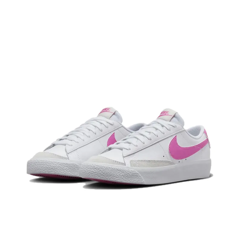 Nike Blazer Anti Slip Wear Resistant Low Top Kids' Skateboarding Shoes White Pink Teenagers-2