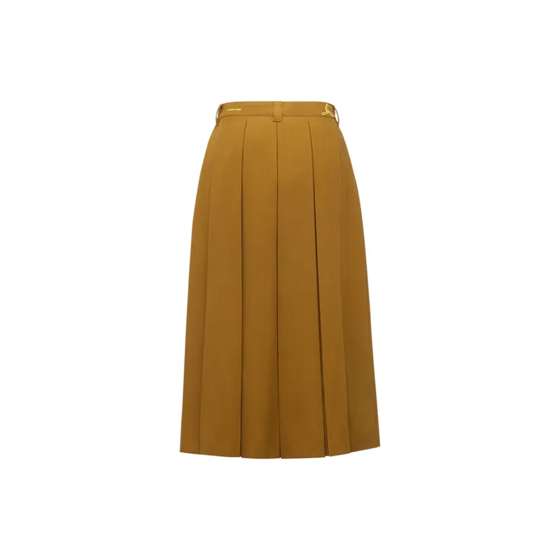 LI NING 1990 Casual Long Skirts Women's Tea Olive Brown-1