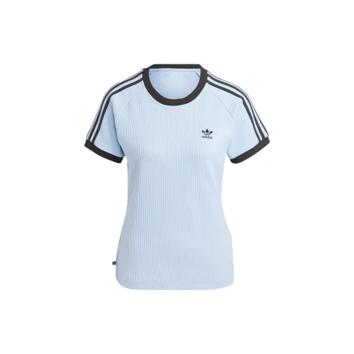 Adidas Originals 3-Stripes T-Shirts Women's Blue