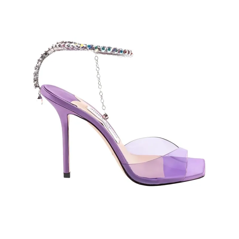 Jimmy Choo Saeda One-Strap Sandals 10cm Women's Purple-1