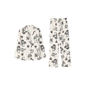 Aannsfam Pajama Set Women's Cream Apricot Yellow