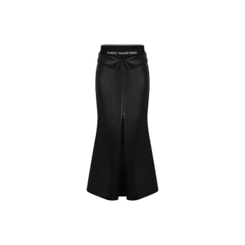 Three Quarters Casual Long Skirts Women's Black