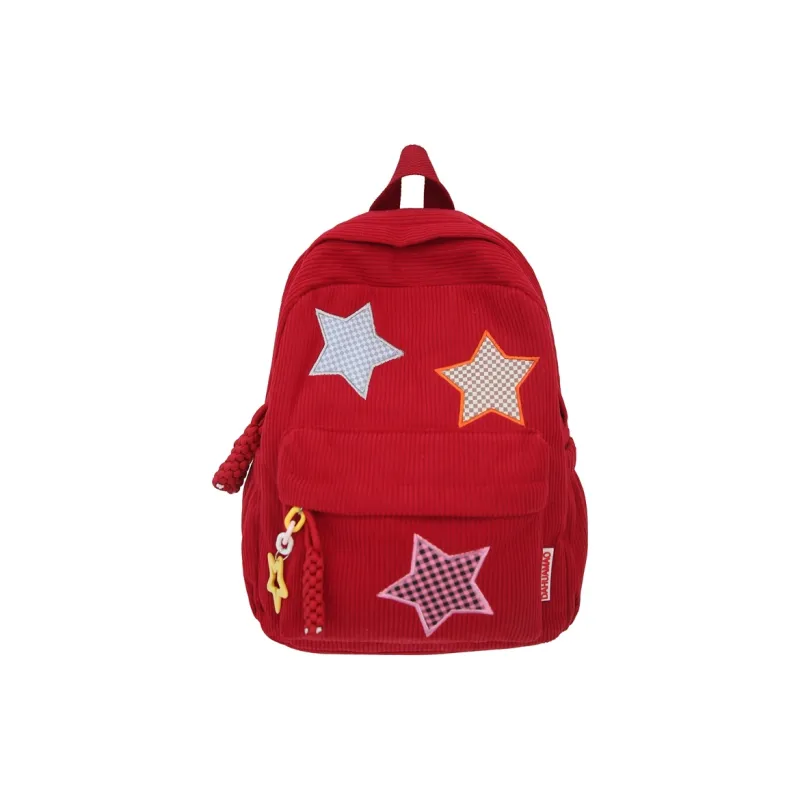 KARUISHA Corduroy Backpack Women's Black/Red/Gray/Ecru/Dark Green/Fruit Green/Yellow/Khaki-6