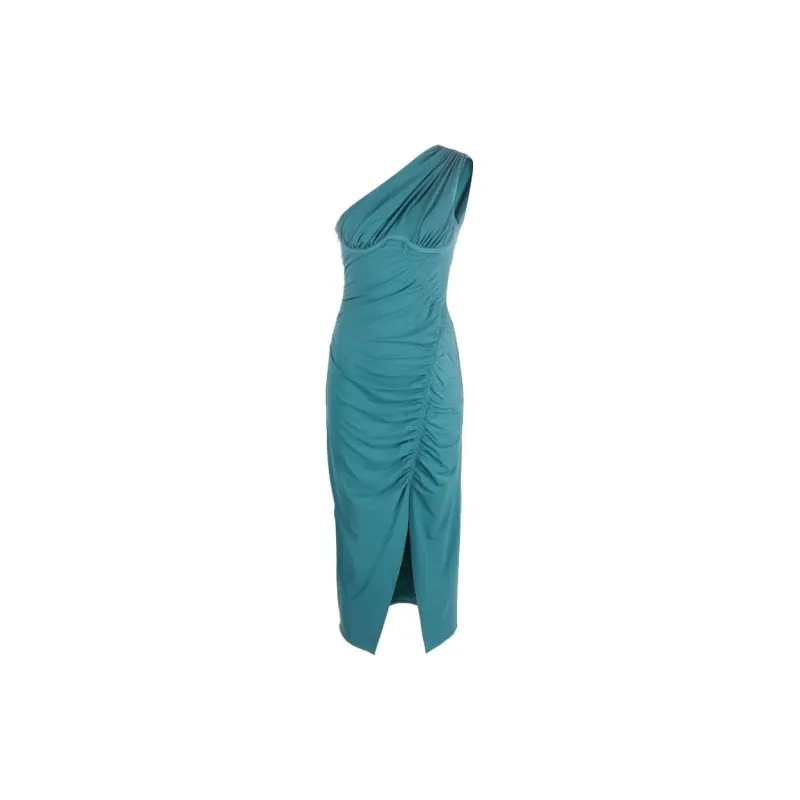 Self portrait Ruched One shoulder Midi Dress-2