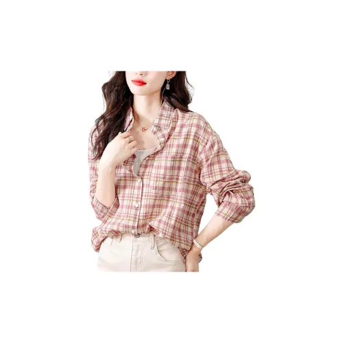 La Chapelle Shirts Women's Pink Plaid