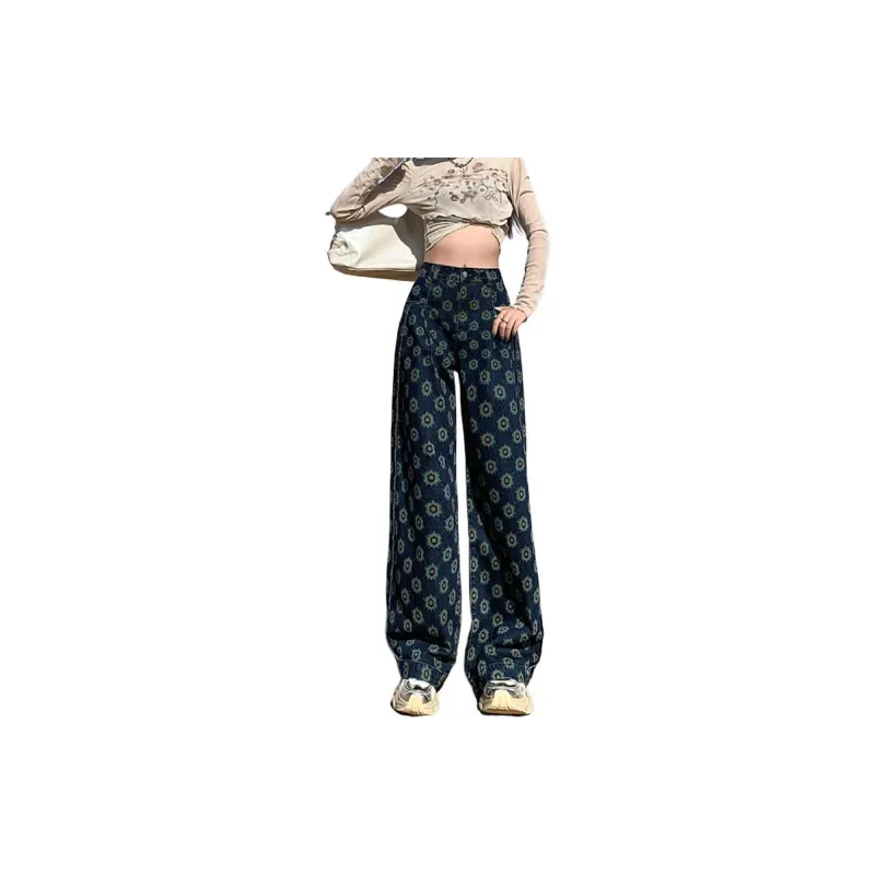 YINLEI Jeans Women's Print Dark Color-1