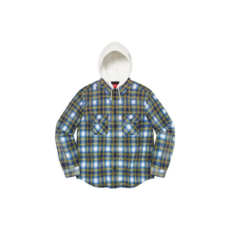 Supreme Hooded Flannel Zip Up Shirt Orange XL - POIZON
