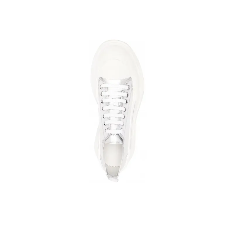Alexander McQueen Low Top Platform Shoes Men's Silver-4