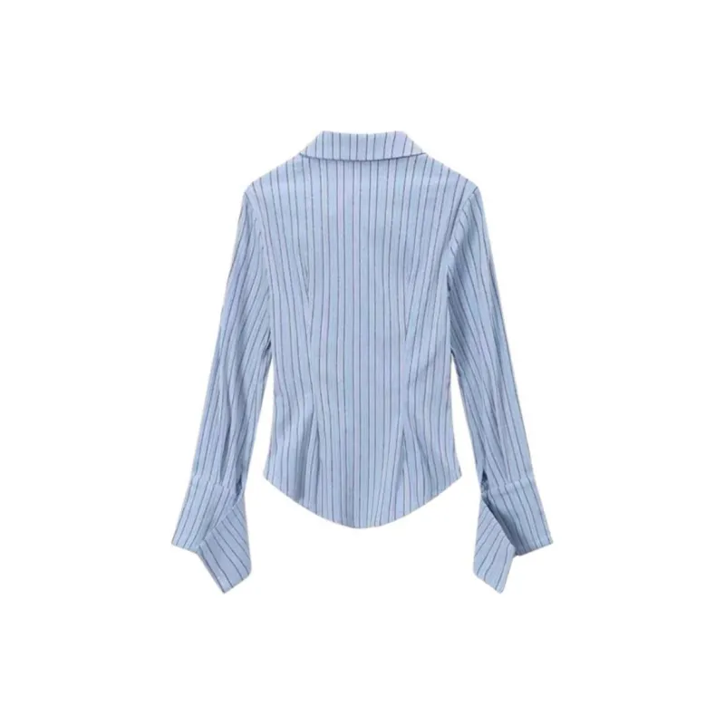 Beautiful Wardrobe Shirt Women's Blue White Stripes-1