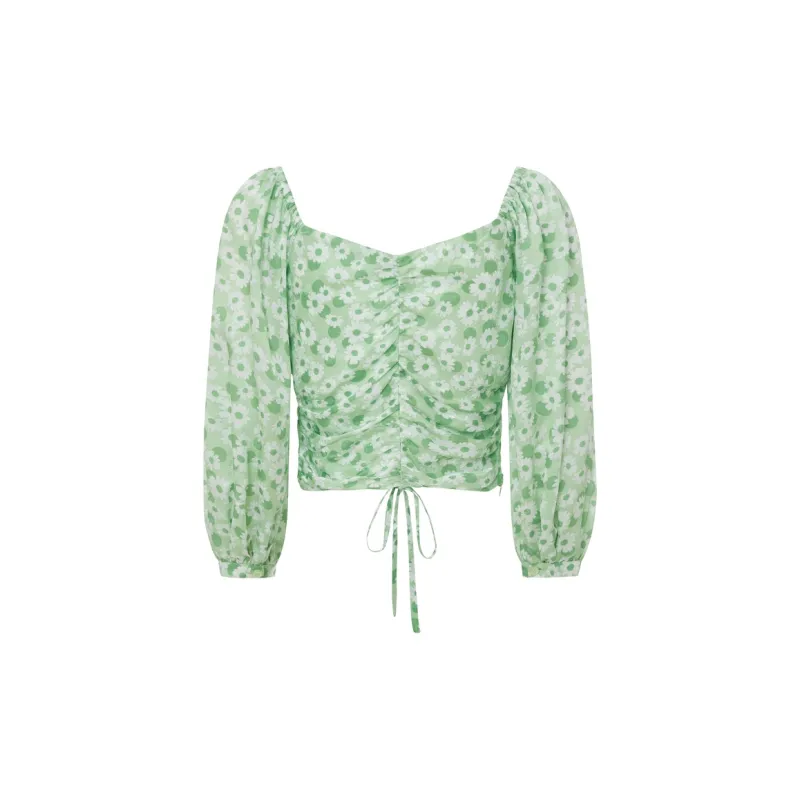 MO&CO Shirts Women's White Base With Green Print-1