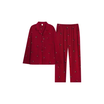 Sha Qian Pajama Set Men's Maroon