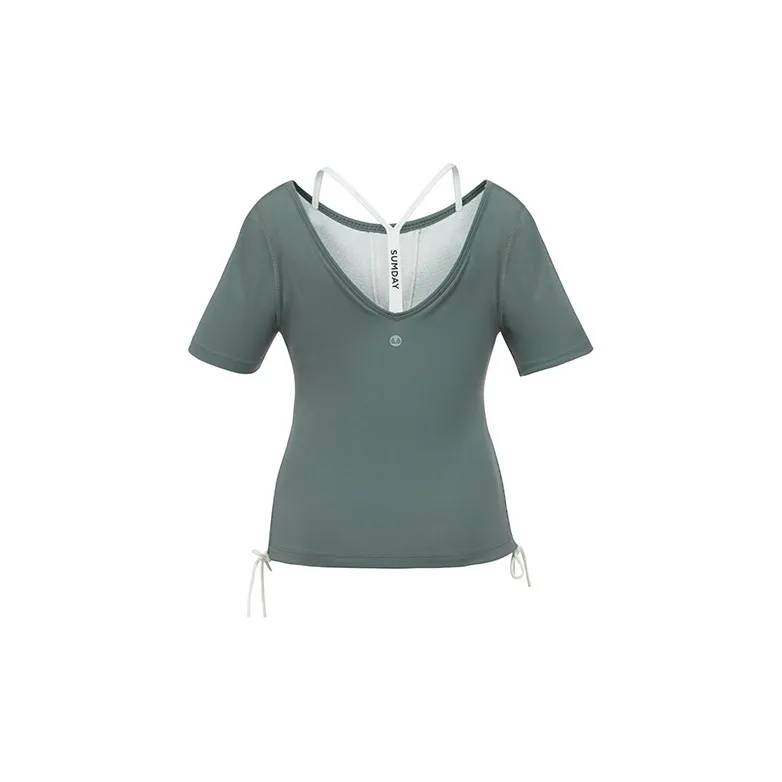 Sumday Athletics Crop Tops Women's Gray Green-1