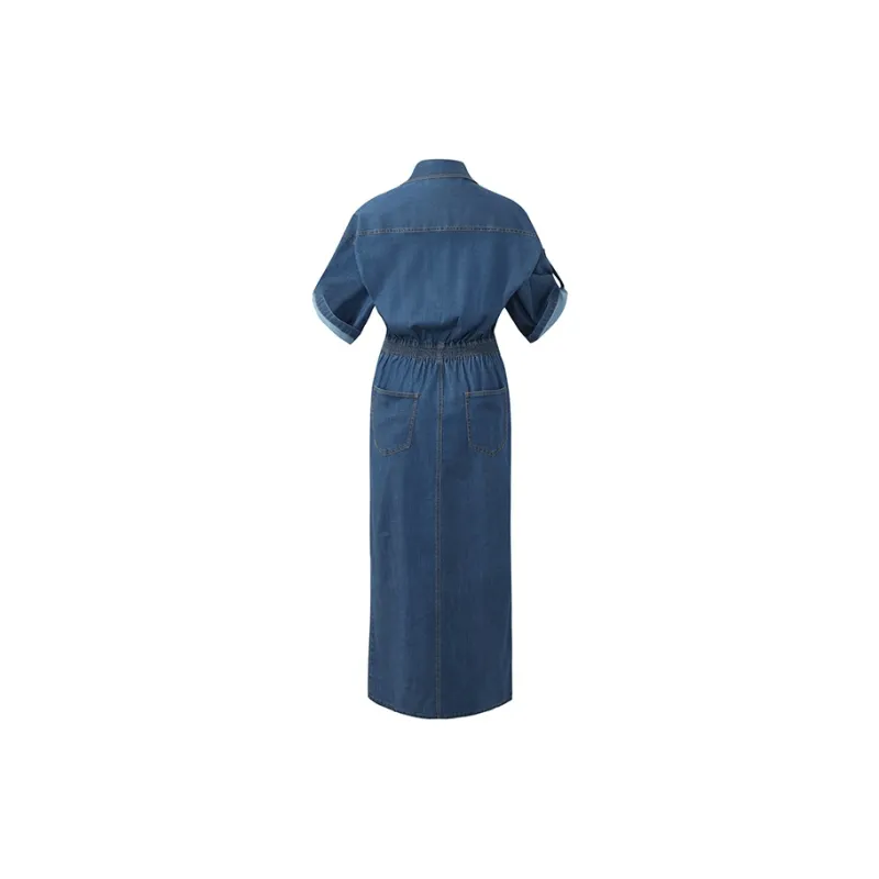 GOELIA Short Sleeved Dress Women's Denim Blue-1