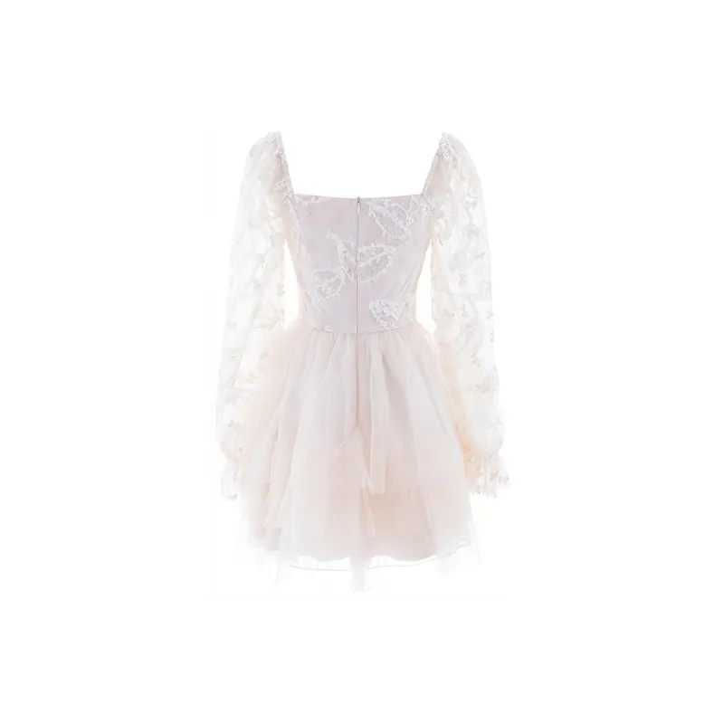 Blovelan Long Sleeved Dresses Women's Apricot White-1