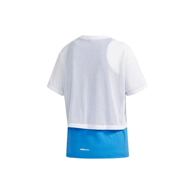 Adidas Neo T Shirts Women's Blue With White Lettering-1