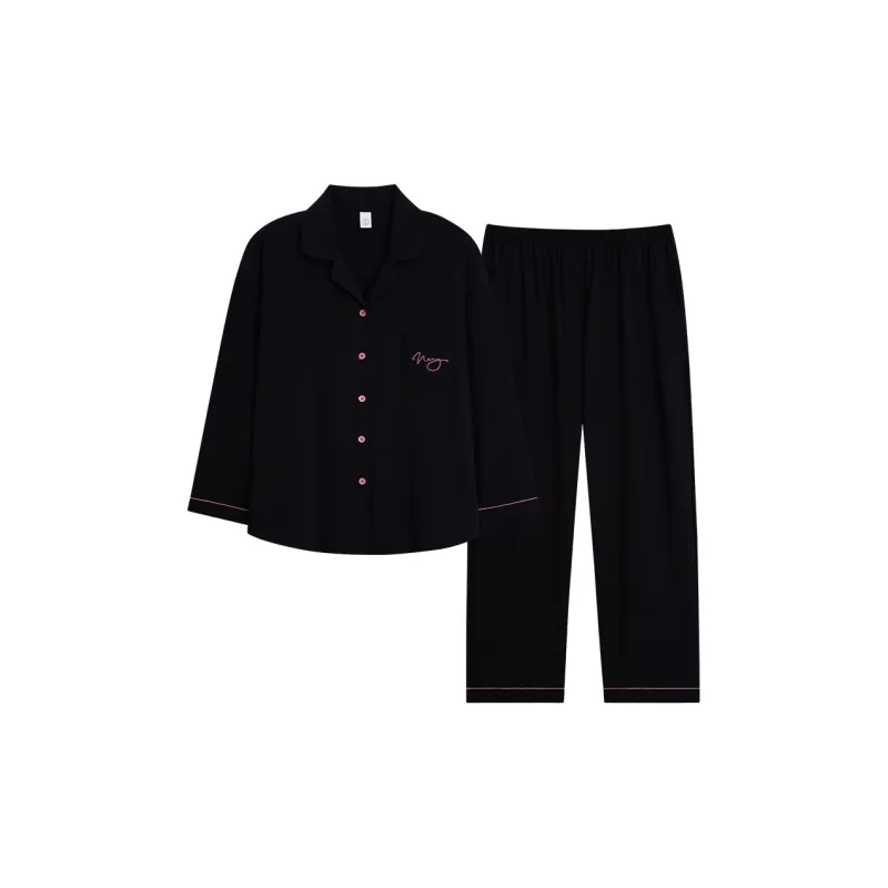 Sha Qian Pajama Set Women's Black-0