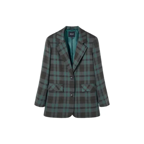 MEETLADY Business Suits Women's Blue/Green Plaid