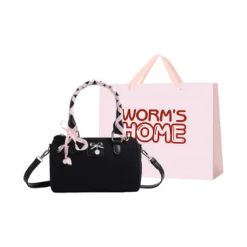 Worm's Home Canvas Bag Handbags Regular Women's Black