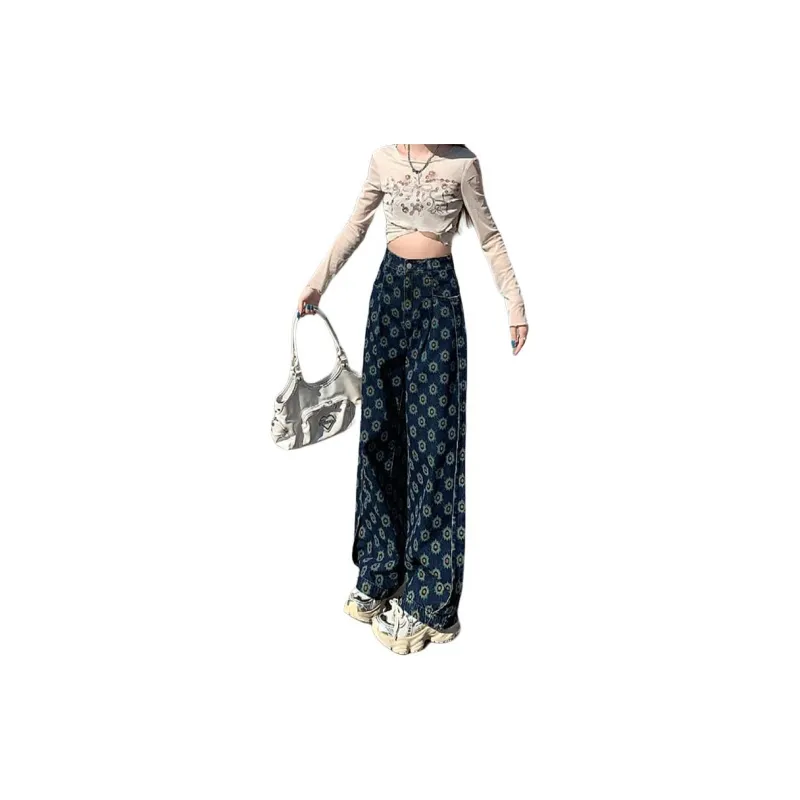 YINLEI Jeans Women's Print Dark Color-2