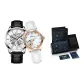 Couple Watches-Silver Rose Case White Dial Leather Strap