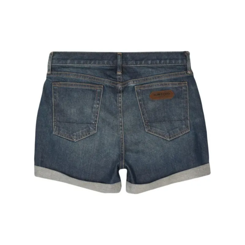 TOM FORD Logo patch Denim Shorts-1