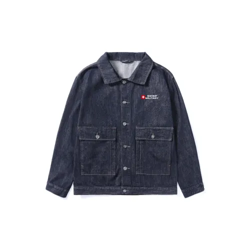 SWISS MILITARY Denim Jackets Men Navy Blue