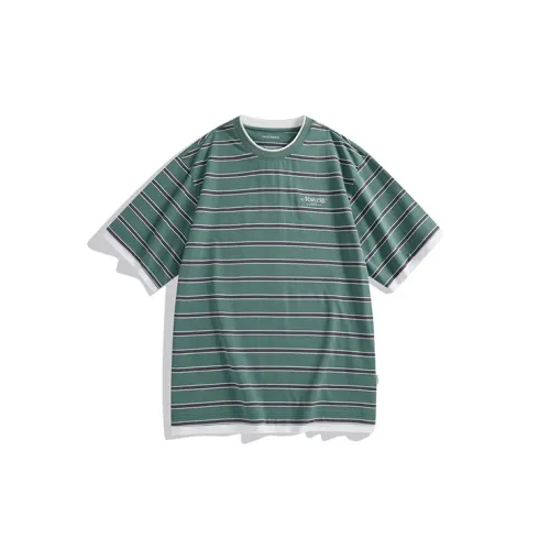 PEACEBIRD MEN T-Shirts Men Green Stripes 1 Wide Style