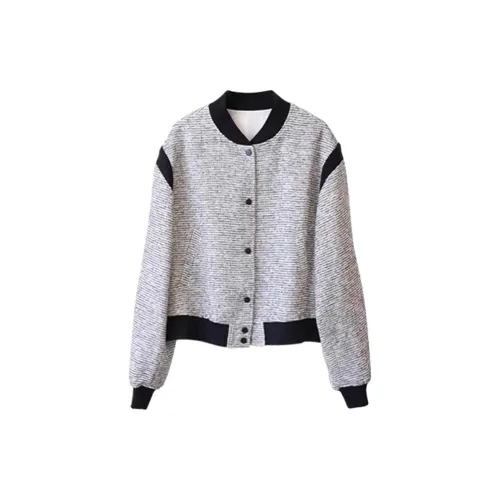 ABCMININ Jackets Women's Black/White Color Blocking