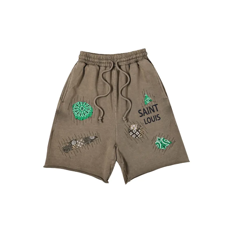 SSSAINT LOUIS Casual Shorts Unisex Olive Green-1