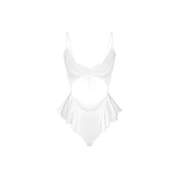 SKIMS WOVEN SHINE TEDDY Bodysuits Women's Snow/Snow