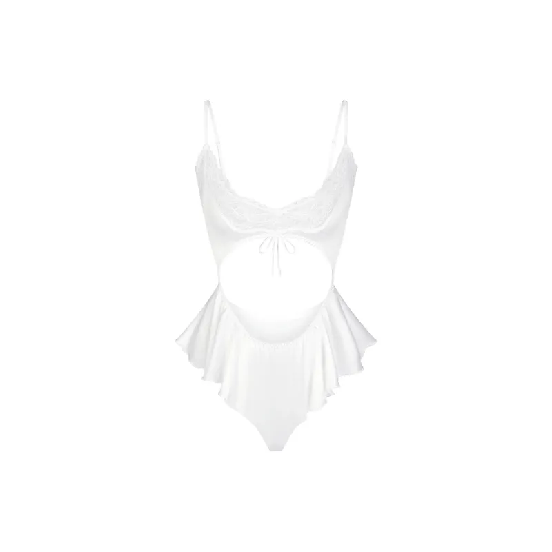 SKIMS WOVEN SHINE TEDDY Bodysuits Women's Snow/Snow-0