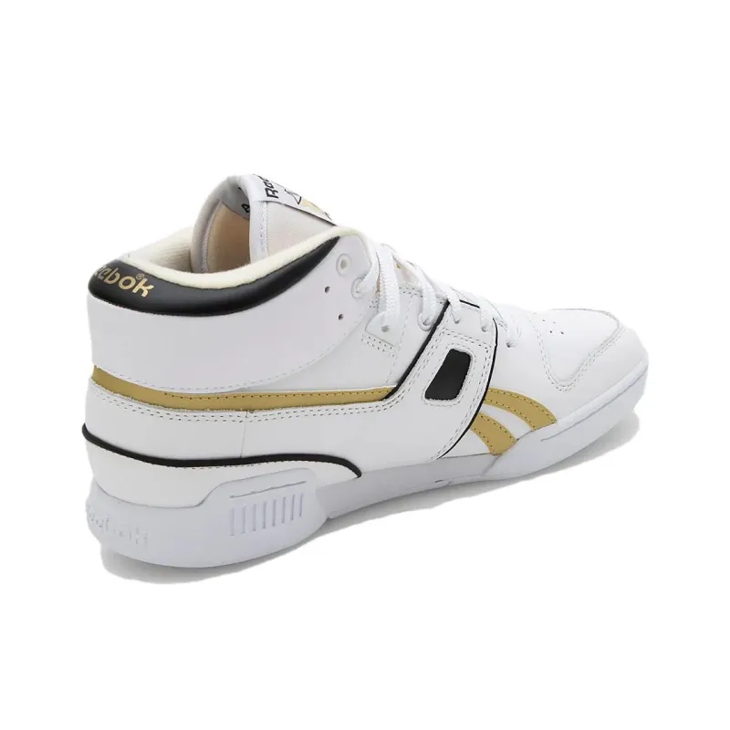 Reebok Workout Anti Slip Wear Resistant Mid Top Skateboard Shoes Unisex White Yellow-3