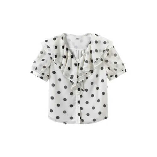 Inman Chiffon Shirts Women's Black/White Polka Dot