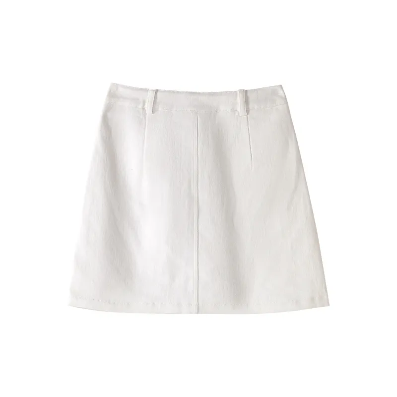 0571 Family Denim Short Skirts Women's White-1