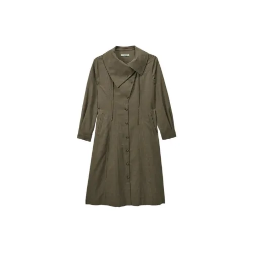 MSLAN Long-Sleeved Dresses Women's Frosty Khaki