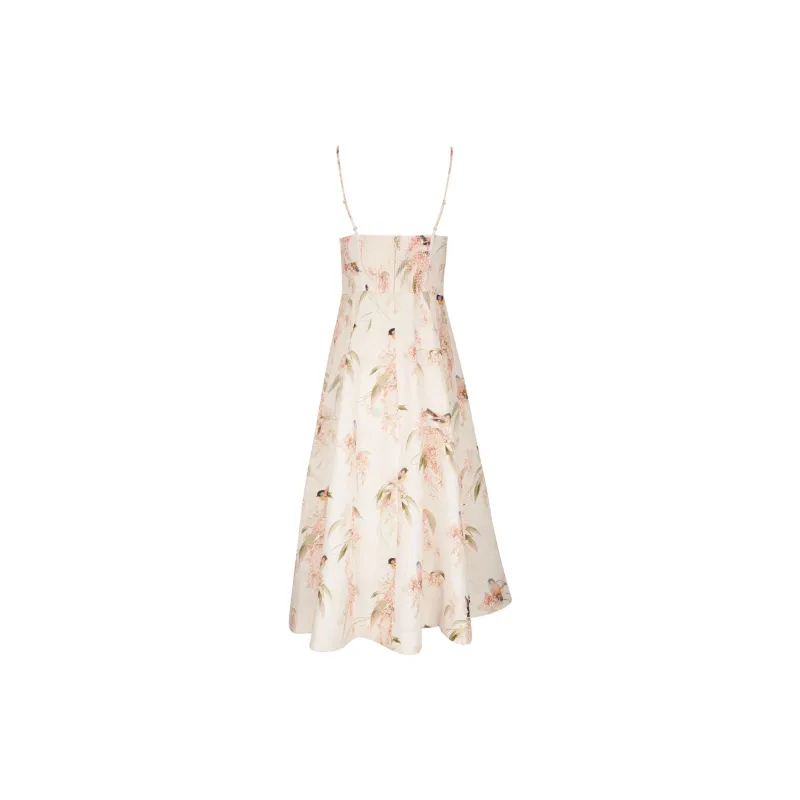 Zimmermann Picnic Coral Birds Printed Midi Dress-1