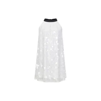 Three Quarters Sleeveless Dress Women's White