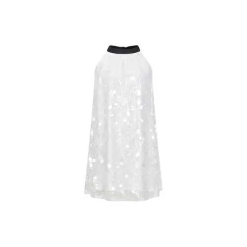 Three Quarters Sleeveless Dress Women's White