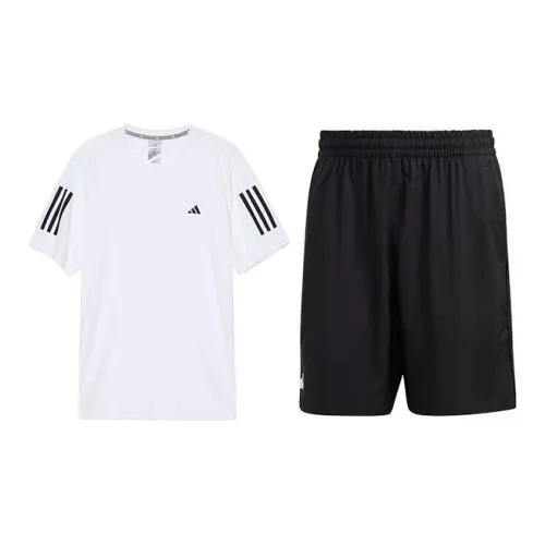 Adidas Casual Sportswear Men Set White Tops+Black Shorts