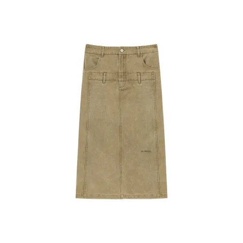 NO ONE ELSE Denim Long Skirts Women's Mustard Green