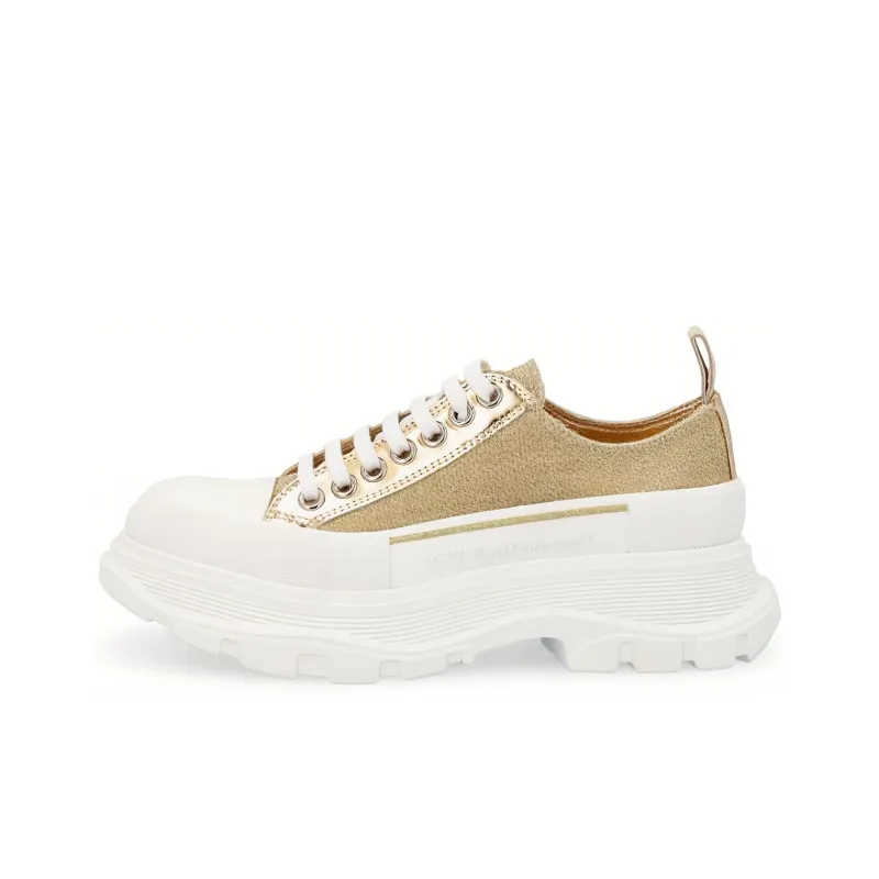 Alexander McQueen Tread Slick Low Top Platform Shoes Women's Gold-0